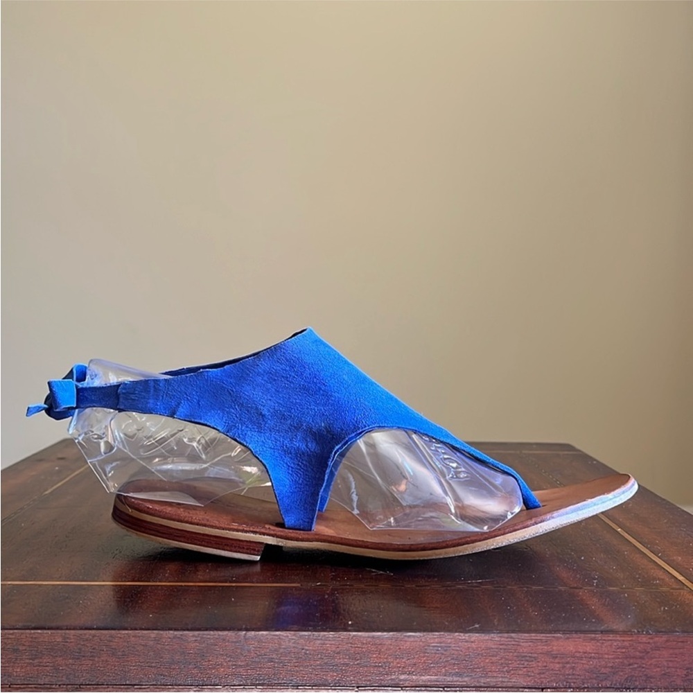 Cocobelle - Blue Suede Thong Sandals - Size 9